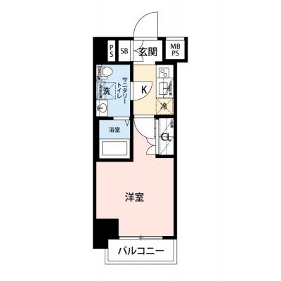 【🎉初期費用オフ｜お得なキャンペーン】【禁煙🚭/Wi-Fi無料🌐】マイナビSTAY横浜ザ・セントラル　504の間取り図