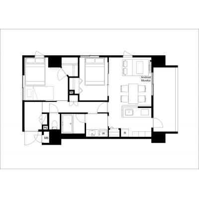 錦糸町駅から徒歩7分！Wi-Fi完備/家具・家電付き/篠ガーデンレジデンス101の間取り図