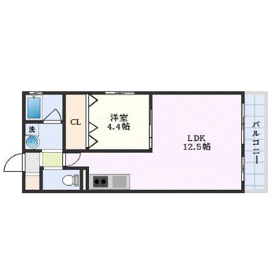 グッドステイ日赤病院西ローザ2◎エグゼ『1LDK』【ハイクラス・設備充実】の間取り図