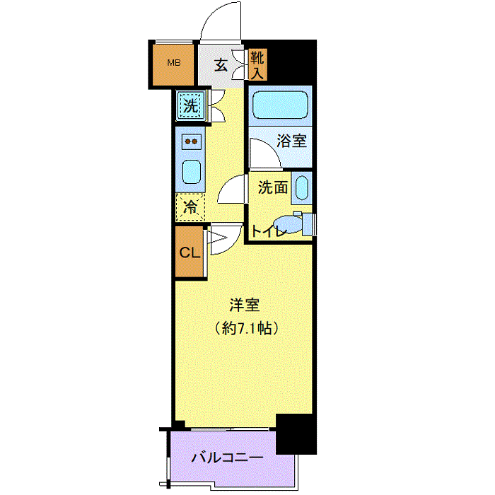 マンスリーリブマックス西武新宿線下落合・高田馬場WEST■『禁煙ルーム・23平米』【独立洗面・浴室乾燥付】≪エクセレントシリーズ≫の間取り図