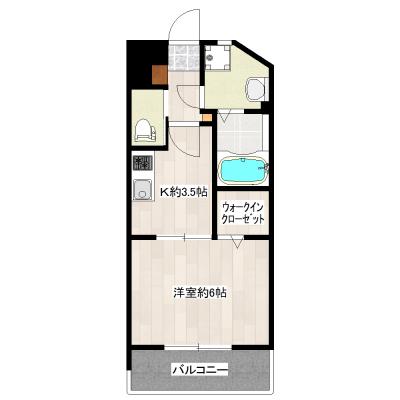 リラス博多（１Ｋ）の間取り図