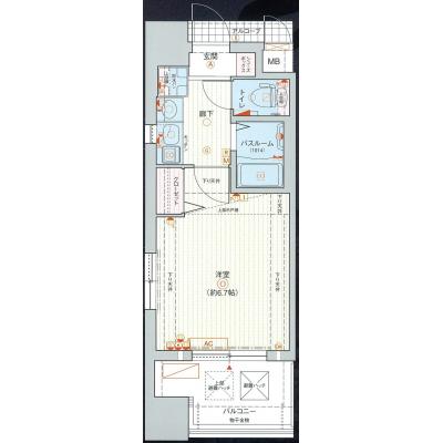 EC大阪城北　天満の杜　04号室【インターネット無料・ドラム式洗濯乾燥機・ブルーレイレコーダー標準装備！】の間取り図