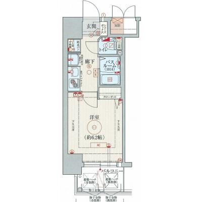EC新大阪6エキスプレイス　12号【分譲貸・ＮＥＴ無料・ペット相談可・ドラム式洗濯乾燥機、HDD内蔵ブルーレイ・３２型ＴＶ】の間取り図