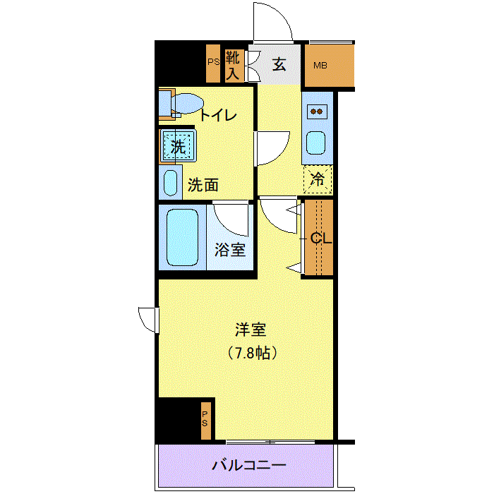 マンスリーリブマックス西武新宿線中井・下落合スカイガーデン◎『禁煙ルーム・1K・25平米』【Wi-Fi無制限・ローテーブル・ソファ】≪プレミアムシリーズ≫の間取り図