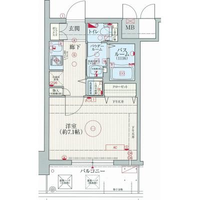 【なんば駅　徒歩6分】EC難波2アレグリア　⑤　24.8㎡【光インターネット無料で使い放題！！・２口ガスコンロ・独立洗面台・浴室乾燥機】の間取り図