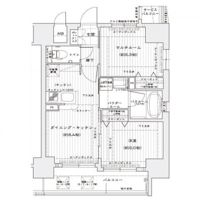 EP京都聚楽第　粋邸（2DKタイプ）④ご家族や複数での利用可【分譲貸・ペット飼育相談可・エアコン３台標準装備】の間取り図