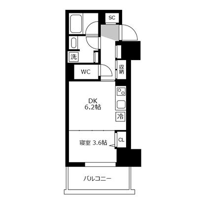 アットイン心斎橋8-1 『公式サイト限定キャンペーン実施中！室内画像も豊富で、お見積り／web予約も可能です！「アットイン公式」で検索！🔍』の間取り図