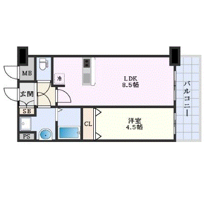 グッドステイ谷町九丁目ディオ△エグゼ【1LDK・ハイクラス・Wi-Fi対応・設備充実】の間取り図