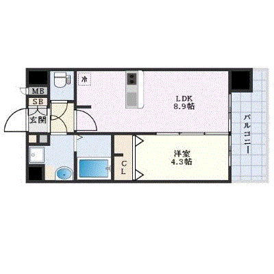 マンスリーリブマックス東三国駅北ヴィガ△エグゼ【1LDK・Wi-Fi対応・設備充実】≪エクセレントシリーズ≫の間取り図