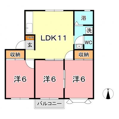 アパートメント明石　Ｂの間取り図