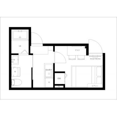  シンプルで綺麗なお部屋♪家具・家電付き/短期～長期滞在まで◎/ハーバーズレジデンス八広303の間取り図