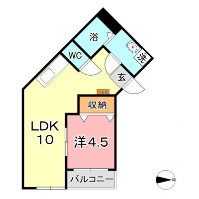 ★★シャレーミーユ(※禁煙)★★【さくらマンスリー】ペット飼育可♪ 1SLDKの間取り図
