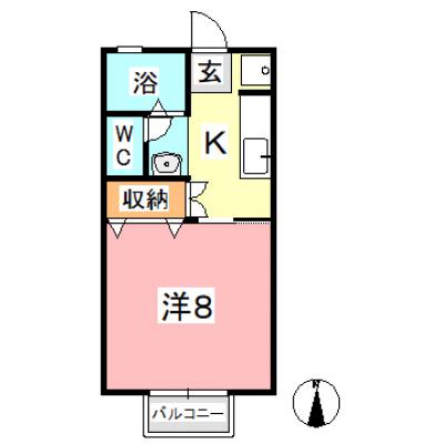 ★★セゾン和気Ｂ（※禁煙）★★【さくらマンスリー】大学徒歩15分!!ネット無料♪ 1Kの間取り図