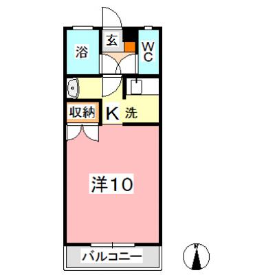 ★★ブールブランシュ　Ａ（禁煙）★★【さくらマンスリー】独立洗面台付き!! 1Kの間取り図