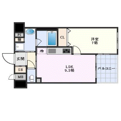 グッドステイ谷町四丁目駅西サーパス※エグゼ【1LDK・ハイクラス・設備充実】の間取り図