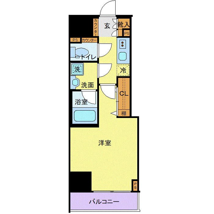 マンスリーリブマックス水天宮前SOUTHブレシア□『禁煙ルーム・25平米・駅4分』【独立洗面・浴室乾燥付】≪エクセレントシリーズ≫の間取り図