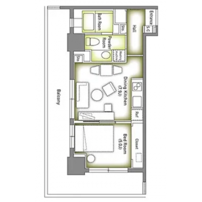 六本木デュープレックスタワー　ジュニアスイートDタイプの間取り図