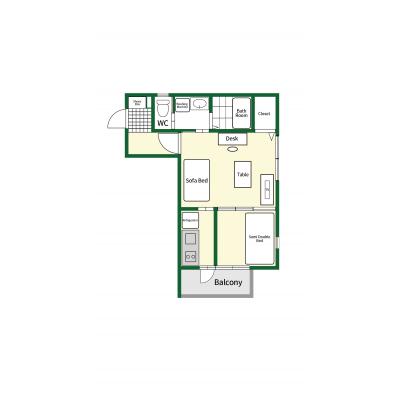 ★ルームイン博多駅東Ⅲデラックス-B★好立地★１LDK★の間取り図