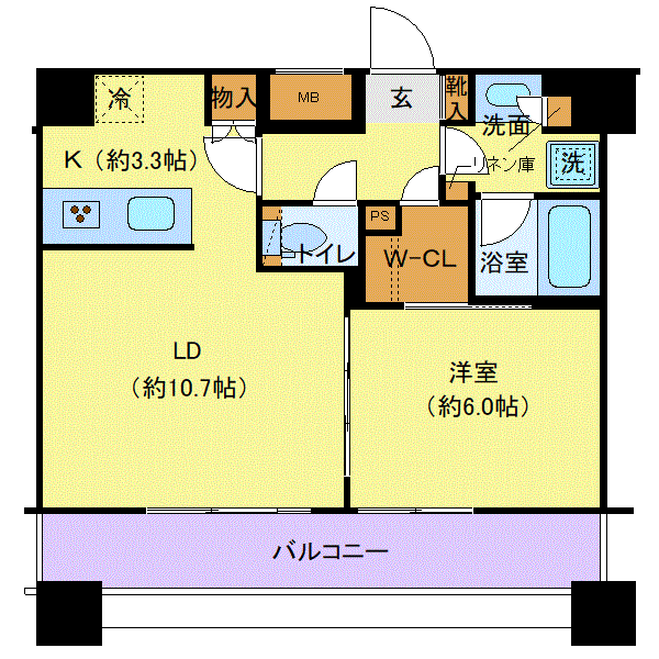 マンスリーリブマックス千葉中央エアレジデンス■『禁煙ルーム・1LDK・46平米』【追い焚き機能・浴室乾燥付】≪エクセレントシリーズ≫の間取り図