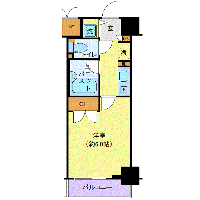 マンスリーリブマックス築地SOUTHクレスト□『禁煙ルーム・駅5分』【セパレート】≪スタンダードシリーズ≫の間取り図