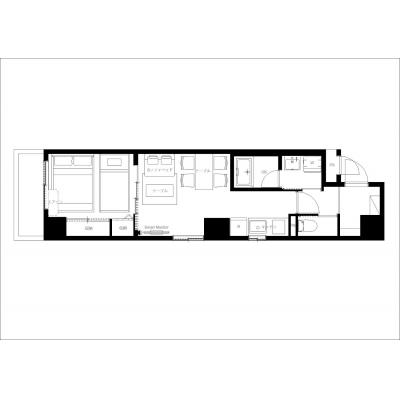 オシャレなデザイナーズ物件♪／日当たりの良いお部屋♪Wi-Fi完備／家具家電・備品完備／ヴィラ両国401の間取り図