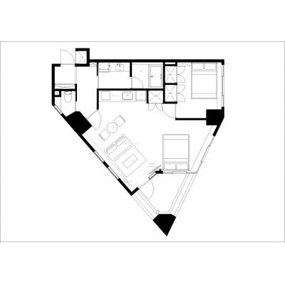 人気の港区エリア/デザイナーズ/家具家電付き/プラチナコート南麻布701の間取り図