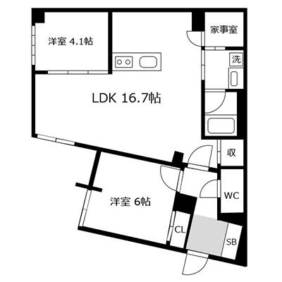 アットイン芦屋2 『公式サイト限定キャンペーン実施中！室内画像も豊富で、お見積り／web予約も可能です！「アットイン公式」で検索！🔍』の間取り図