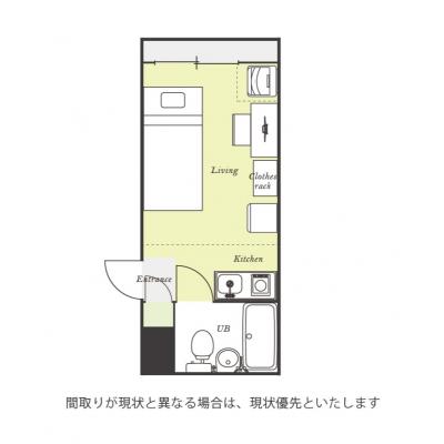 ユニオンマンスリー練馬桜台１　103　1R・シングル☆【禁煙ルーム】室内洗濯機や冷蔵庫など生活家電完備！デスク・チェアのあるお部屋/武蔵大学江古田キャンパスまで徒歩約9分の間取り図