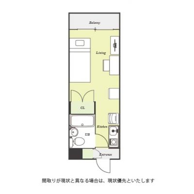 ユニオンマンスリー武蔵小金井５　105　1R・シングル☆◆インターネット固定回線（有線）無料の部屋◆【禁煙ルーム】室内洗濯機や2ドア冷蔵庫など生活家電完備！デスク・チェアのあるお部屋の間取り図