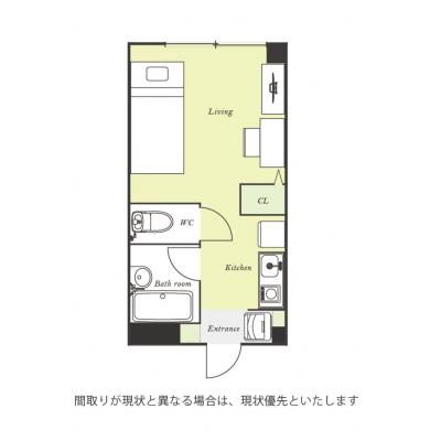 ユニオンマンスリー国分寺６　303　1R・シングル☆【禁煙ルーム】人気のバストイレ別♪室内洗濯機や2ドア冷蔵庫など生活家電のあるお部屋の間取り図