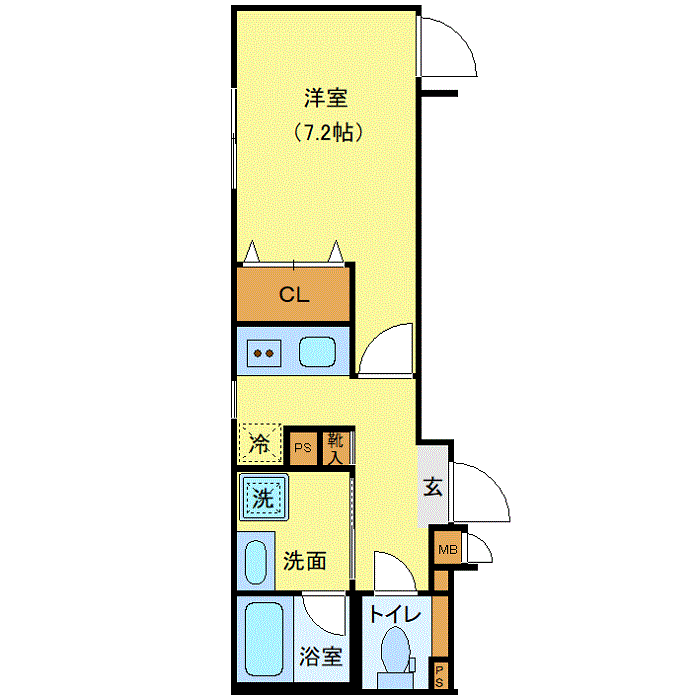 グッドステイ西武新宿線上石神井駅前ジェイアーク▲『禁煙ルーム・26平米・Bタイプ・Wi-Fi無制限・独立洗面・浴室乾燥付』【デラックス】の間取り図
