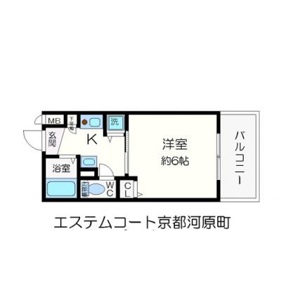 【京都河原町駅　徒歩4分】EC京都河原町プレジール③【分譲貸ドラム式洗濯乾燥機・ブルーレイレコーダー標準装備！】の間取り図
