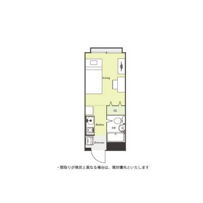 ユニオンマンスリー西国分寺３　103　1R・シングル☆【禁煙ルーム】モニター付きインターフォン＆室内洗濯機完備♪デスク・チェアのあるお部屋の間取り図