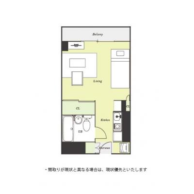 ●2026年4月18日から入居可●ユニオンマンスリー新小平１　310　1R・シングル☆◆インターネット固定回線（有線・Wi-Fi）無料の部屋◆【禁煙ルーム】安心の建物AL・宅配ボックス・室内洗濯機完備の間取り図