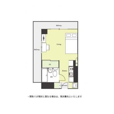 ユニオンマンスリー新小平１　322　1R・セミダブル☆◆インターネット固定回線（有線・Wi-Fi）無料の部屋◆【禁煙ルーム】人気の角部屋＆2面採光♪の間取り図