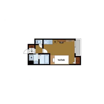 BraTTo放出ローレル【仮住まい🔍】独立洗面台、セミダブルベッド付きで禁煙タイプのお部屋👍の間取り図