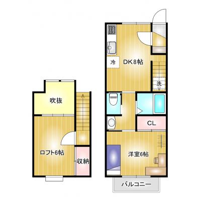 コスパだけじゃない“快適さ重視”マンスリータウン【Gメッセまで徒歩10分】【無料wifi】【人気ラーメン屋近く】上中居町Ｂ2の間取り図