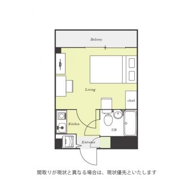 ユニオンマンスリー八王子１０　205　1K・セミダブル☆【禁煙ルーム】勉強やテレワークにおすすめデスク・チェアのあるお部屋♪安心の建物AL＆モニター付きインターフォン＆の間取り図