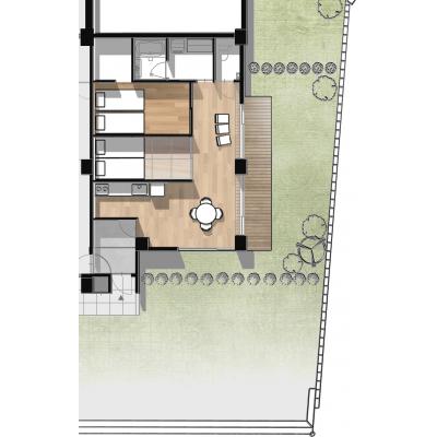 侘寂雅102｜金閣寺近くの新築2LDK／58.58m² 専用庭＆駐車場付きの間取り図