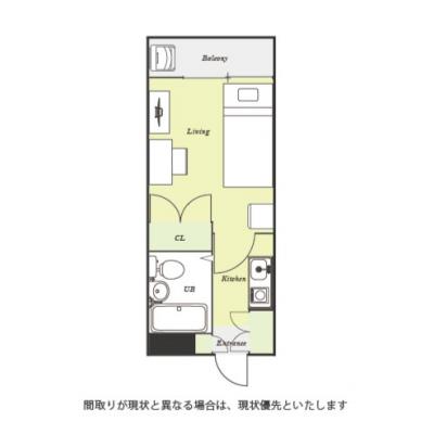 ユニオンマンスリー清瀬１　302　1K・シングル☆【禁煙ルーム】安心のモニター付きインターフォン完備！デスク・チェア＆洗濯機や2ドア冷蔵庫など生活家電のあるお部屋の間取り図
