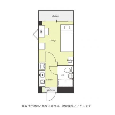 ユニオンマンスリー川崎１８　205　1K・シングル☆【禁煙ルーム】人気の角部屋！室内洗濯機や冷蔵庫などの生活家電があるお部屋/深夜24時まで営業スーパー・まいばすけっとやコンビニ至近の間取り図