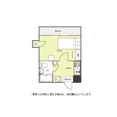 ユニオンマンスリー高津１　303　1K・シングル☆【禁煙ルーム】デスク・チェアや2ドア冷蔵庫などの家具家電付き。物件近くにコンビニ・スーパーもあり便利♪2路線利用可能！の間取り図