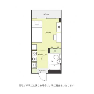 ユニオンマンスリー百合ヶ丘３　406　1R・シングル☆【禁煙ルーム】デスク・チェア＆2ドア冷蔵庫や電子レンジなど生活家電のあるお部屋/安心の建物AL＆室内洗濯機完備の間取り図