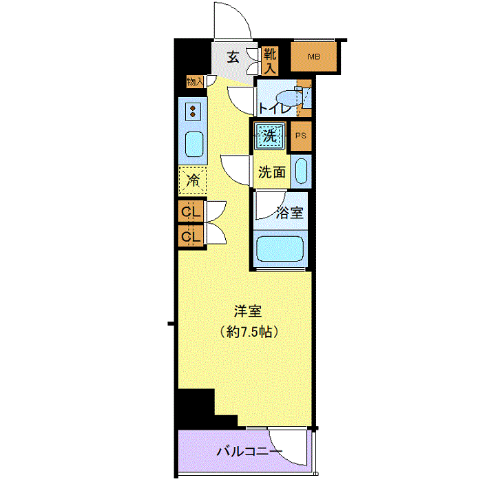 グッドステイ東中野・北新宿リルシアシティ◎『禁煙ルーム・25平米・Wi-Fi無制限・独立洗面・浴室乾燥付』【デラックス】の間取り図