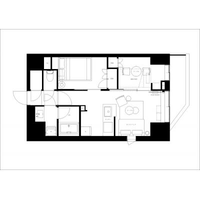 2025年築/広々2LDK/エレベーター完備/防犯もバッチリ/家具家電付き/アーバネックス錦糸町NORTH 903の間取り図