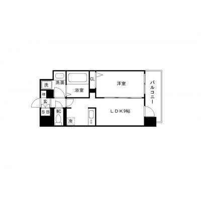 OneLife新大阪ウエストアドバンス2nd【▼浴室乾燥機、ウォシュレット、独立洗面台付の1LDK】の間取り図