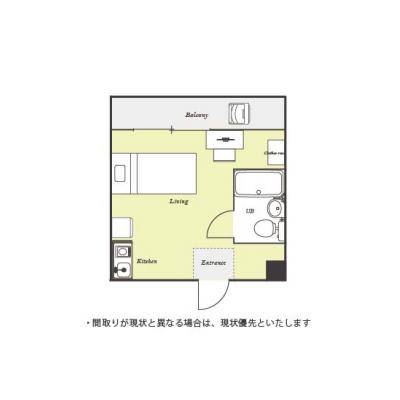 ユニオンマンスリー横浜・白楽５　407　1R・シングル☆◆インターネット固定回線（有線）無料の部屋◆【禁煙ルーム】洗濯機や冷蔵庫など生活家電のあるお部屋♪安心の宅配ボックス＆モニター付きインターフォンの間取り図