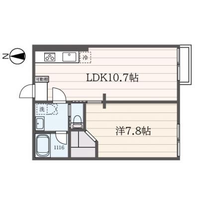 シティハイム３【２名様以上入居可能！】の間取り図
