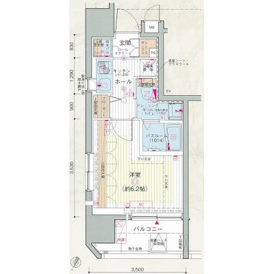 ◇EP品川大井町クリスタルヒルズ◇⑥【分譲タイプ・NET無料・ペット可・独立洗面・ドラム式洗濯乾燥機、HDD内蔵ブルーレイ標準装備】の間取り図