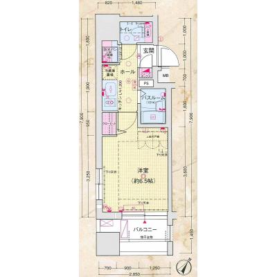◇EP日本橋◇⑧【駅３分・インターネット回線導入済・ガスコンロ・浴室暖房乾燥機・温水洗浄便座が標準装備！】の間取り図